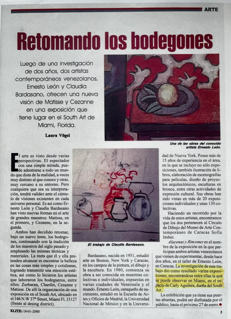 Elite Magazine highlight art exhibition by South Art Dealer in 2000
